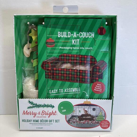 Merry & Bright Holiday Home Decor Small Pet Gift Set Build A Couch Holiday Home - Picture 1 of 8